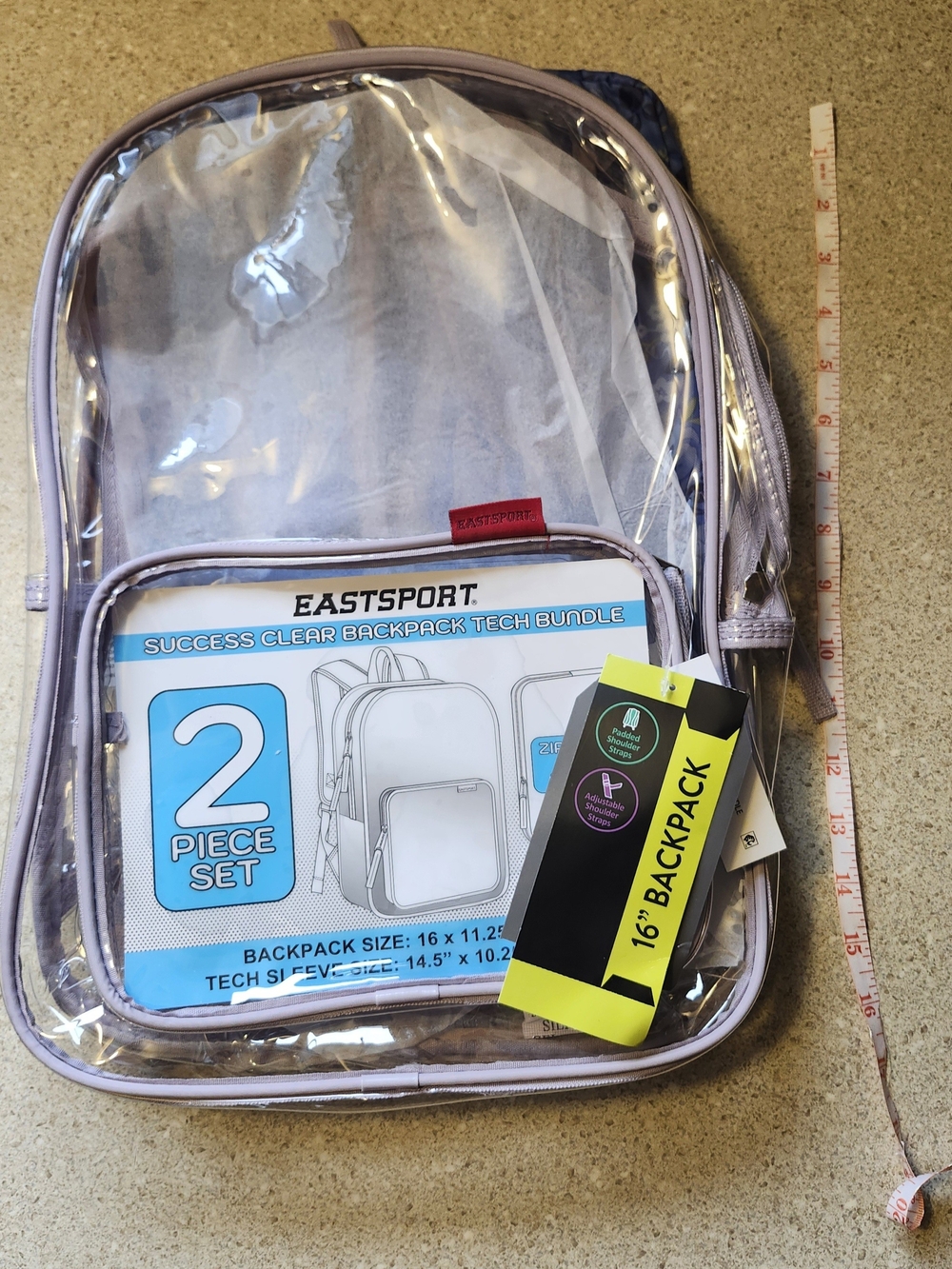 Clear 2-Piece Tech Backpack Set